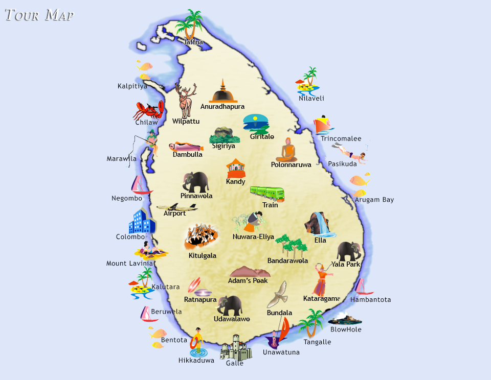 Tourism Map Of Sri Lanka Srilankaguideathula Tours